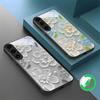 Cream Rice White Petals Suitable for Samsung Galaxy S26 Ultra S20 FE S21 S22+ S23 Plus S24 Ultra 25 Edge Black Glass Phone Casee