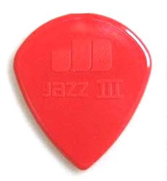 Jim Dunlop Jazz III Nylon Jazz Picks Red Nylon Picks with Musent Custom Players Picks (36-Pack) - 47B3N-RED-36P