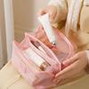 Large Capacity Mesh Handheld Makeup Bag Zipper Multi-layer Transparent Mesh Cosmetic Bag Organizer Case Square