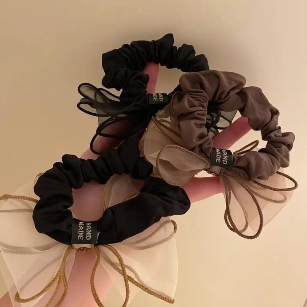 Organza Hair Ties Mesh Rhinestone Ponytail Hair Accessories Sweet Elastic Hair Bands  Women Girls