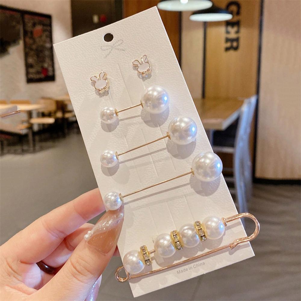 

Набор брошей 6 шт./1 комплект Модные броши для одежды с крупными бусинами для женщин Жемчужная булавка на лацкан Броши-булавки для свитера, платья Аксессуары с пряжкой