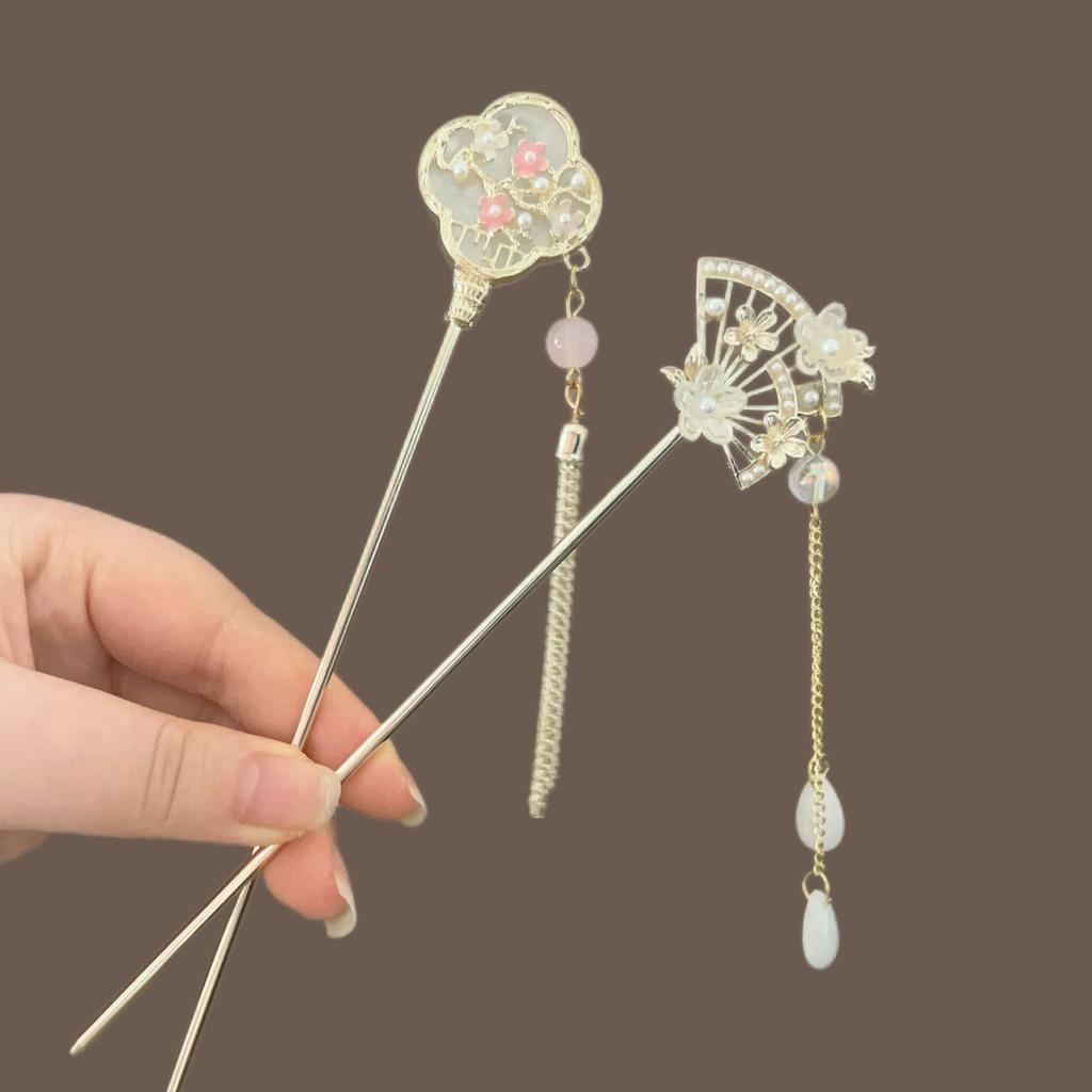 Antique Flower Scalloped Hairpin, Advanced Sense, New Chinese Tassel Step Hair Hairpin, Hanfu Xiuhe Disc Hair Hairpin Hair Accessories