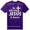 Funny Retro Jesus way to heaven Cotton Tops Fitness TShirt Oversized Unisex Tshirt Graphic Tees Mens Clothing Streetwear