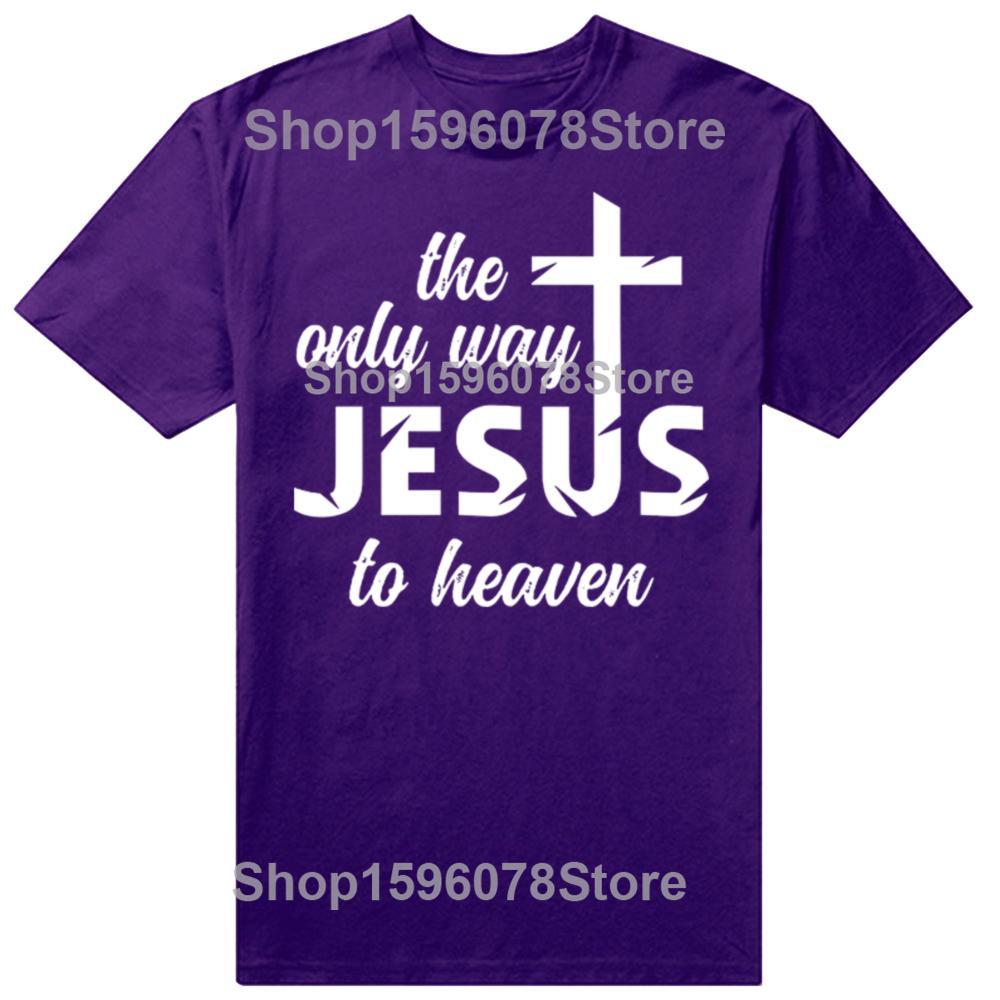 

Funny Retro Jesus way to heaven Cotton Tops Fitness TShirt Oversized Unisex Tshirt Graphic Tees Mens Clothing Streetwear 4XL