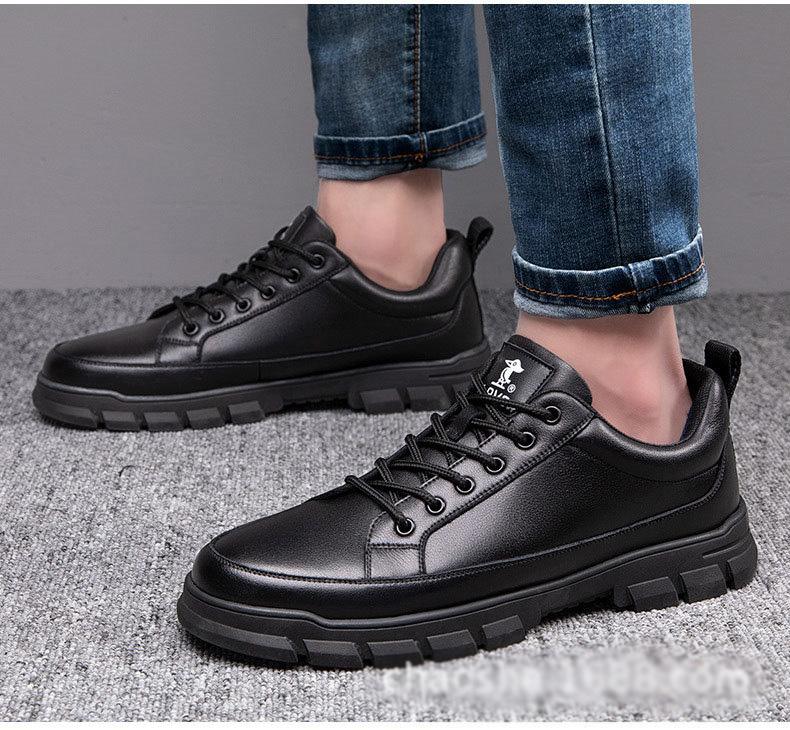 Autumn New Shoes for Men Genuine Leather Casual Shoes Fashion Sport Flat Shoes Winter Warm Plush Boots