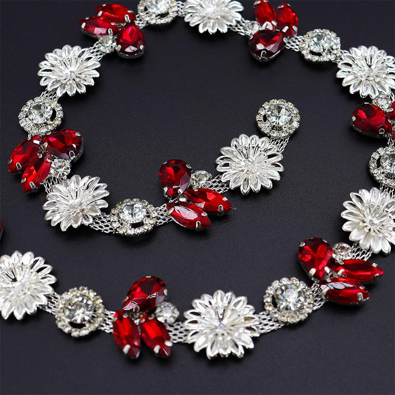 5Yards Rhinestone Chain Trim Shining Crystal Diamond Accessories DIY Craft Gift Flower Shape Decoration Diamond Metal Chains
