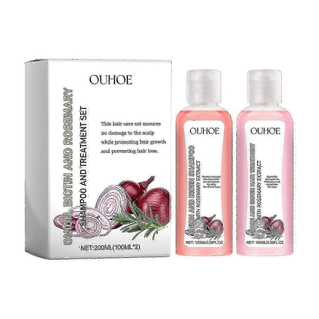 Onion, Biotin And Rosemary Shampoo And Treatment Set, Nourish Hair Root Scalp Thick Hair Luster Thick Hair