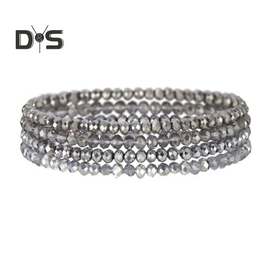 4Pcs/Set Beach Bracelet Fine Workmanship Non-Fading Stacked Bracelet Faux Crystal Versatile Bracelet for Daily Wear
