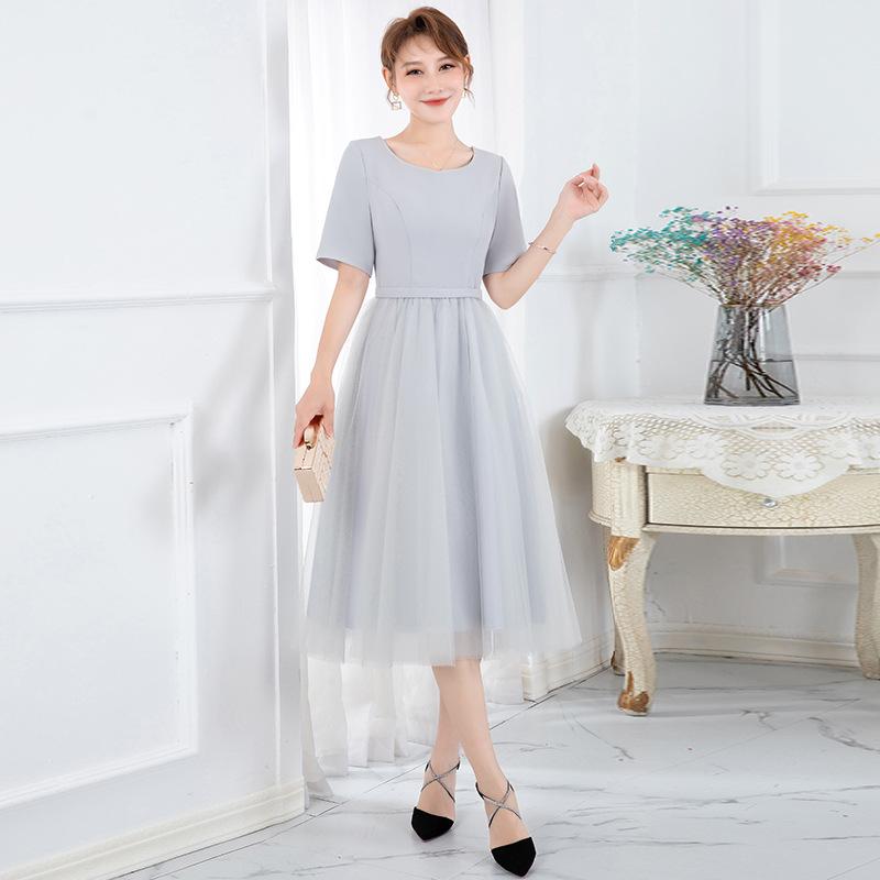 

Spot dress new medium and long student graduation performance small dress temperament slim bridesmaid dress XS серый