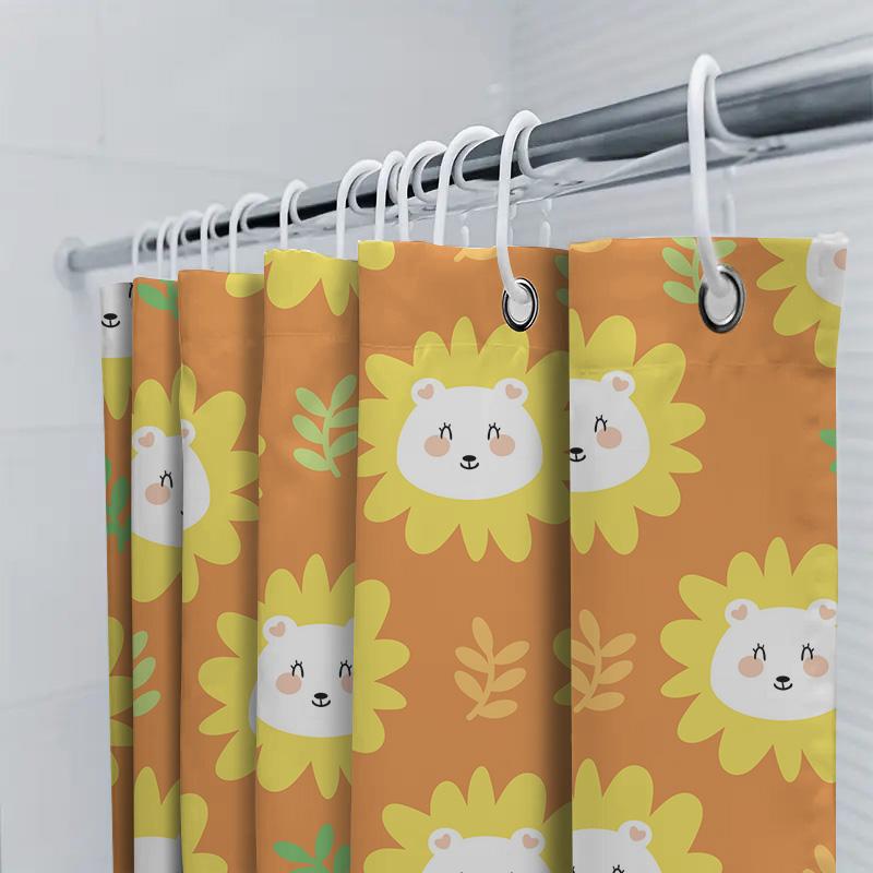 Vibrant Animal Print Shower Curtain For Bathroom Decoration Sunflower Bear Design In Multiple Sizes