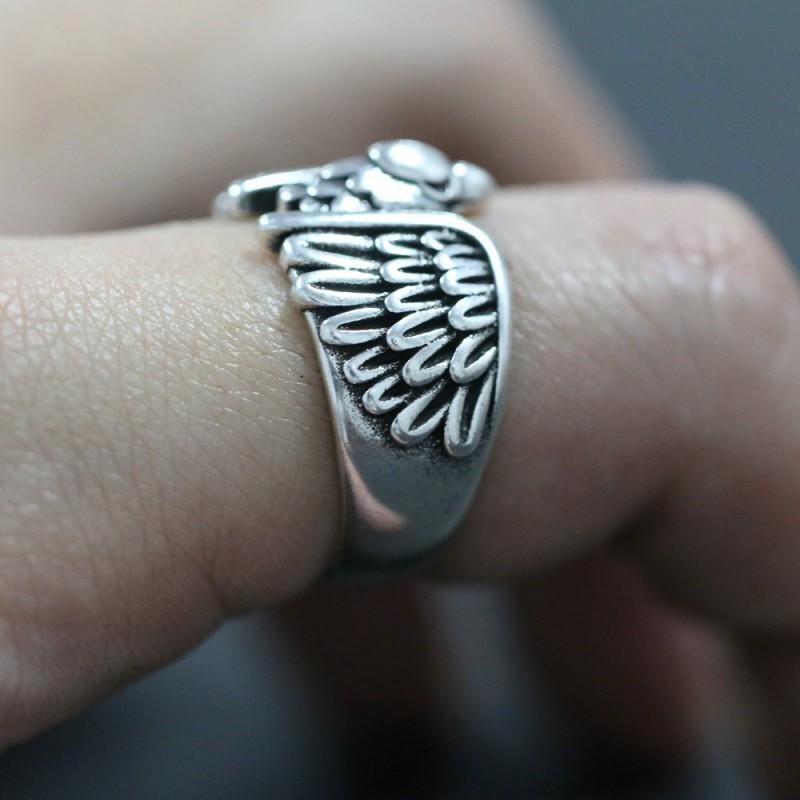 Vintage Eagle Ring Men Adjustable925 Sterling Retro Animal Motif Statement Jewelry