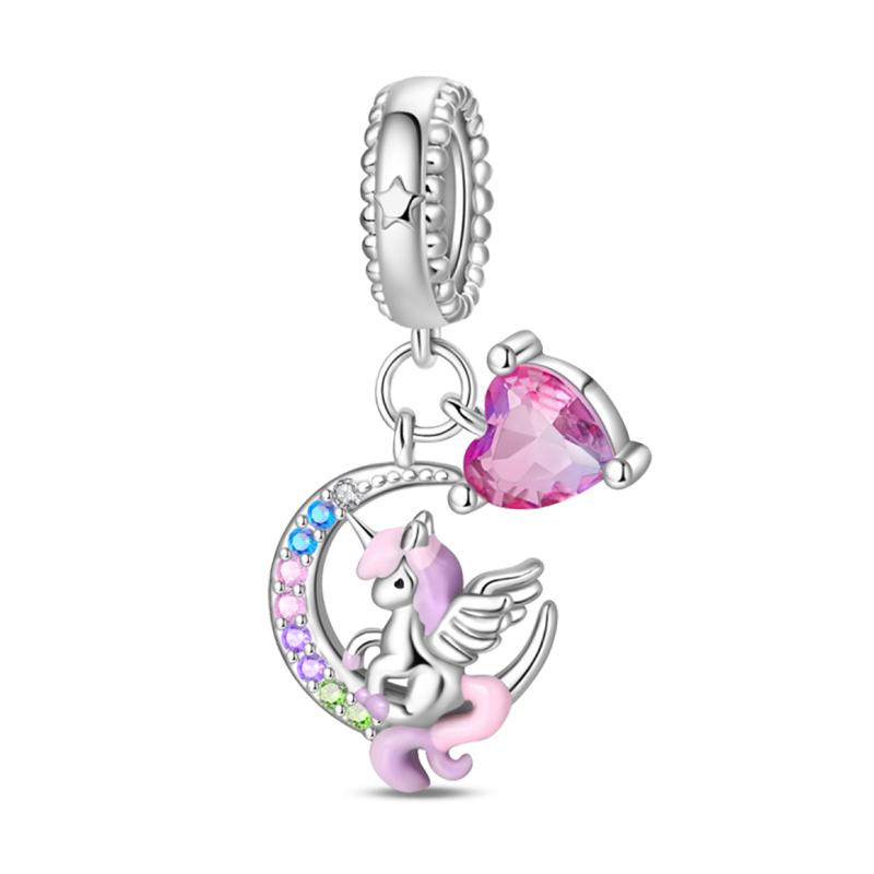 Copper Metal Bear Rabbit Koala Rainbow Horse Flamingo Princess Charm Bead Components Bead Components Compatible With Pan Authentic Original Bracelets