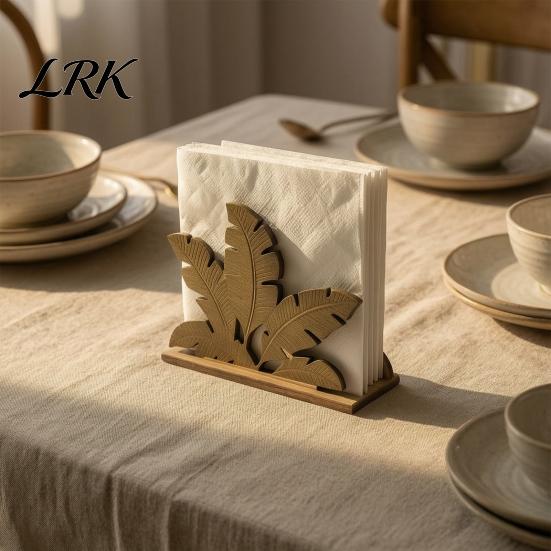 Nordic Style Tissue Holder Wood Napkin Holder, Leaf Shape Solid Dispenser, Decorative Organizer for Table Paper Towel Dining Room And Coffee