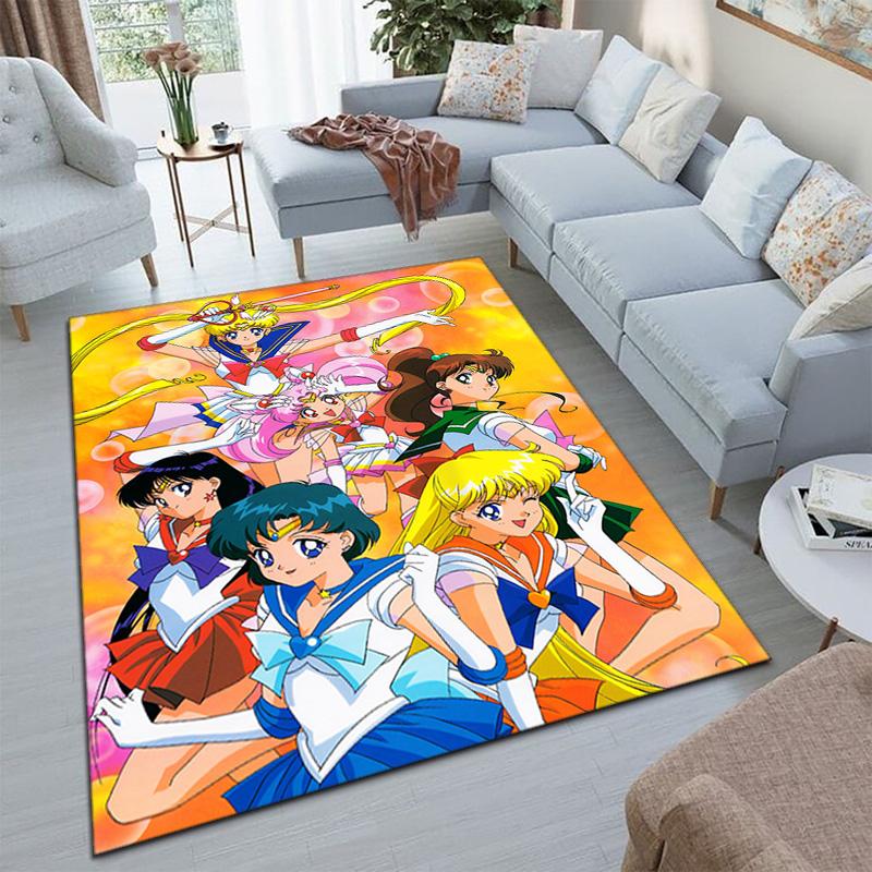 Cute Cartoon Theme Sailor Moon Tsukino Usagi Cartoon Rug Multifunctional Household Anti-slip Decorative Door Mat, Outdoor Floor Mat, and Carpet Y8