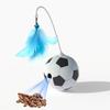 Cat Teaser Toy with Feather Soccer Tumbler Cat Teaser Toy Automatic Feather Kitten Wand Indoor Food Feeder Entertainment Pet