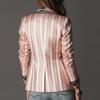 Cross-border Best-selling Women's Bohemian Style European and American Color-block Striped Blazers