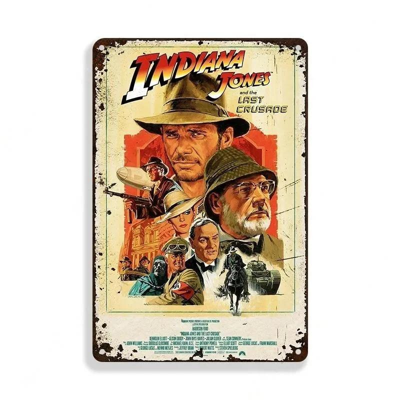 Classic Movie Tinplate Poster Indiana Jones Metal Sign Retro Industrial Wall Decor Plaque Bar Garage Home Tin Sign Art Plates