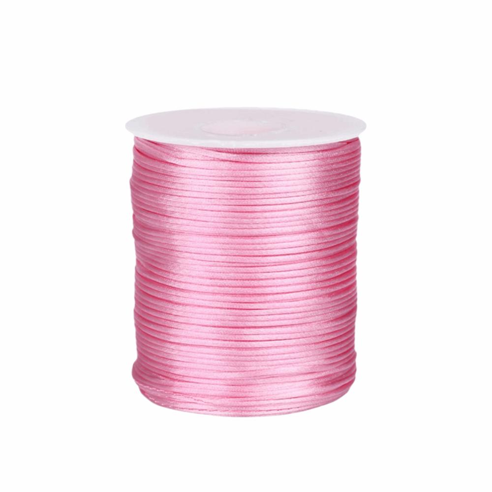 

100m Solid Color Braided Cord Silky Trim Silk Rope Craft String Beading String Bracelet Making розовый