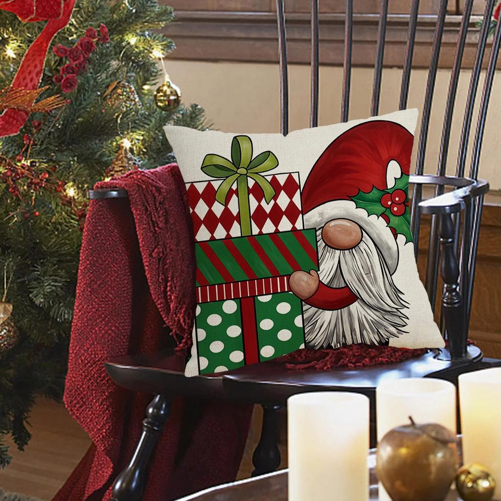 Christmas Pillows Christmas Cushion Covers Christmas Decorations Snowman Wreath Tree Merry Christmas Winter Holiday Decor Throw