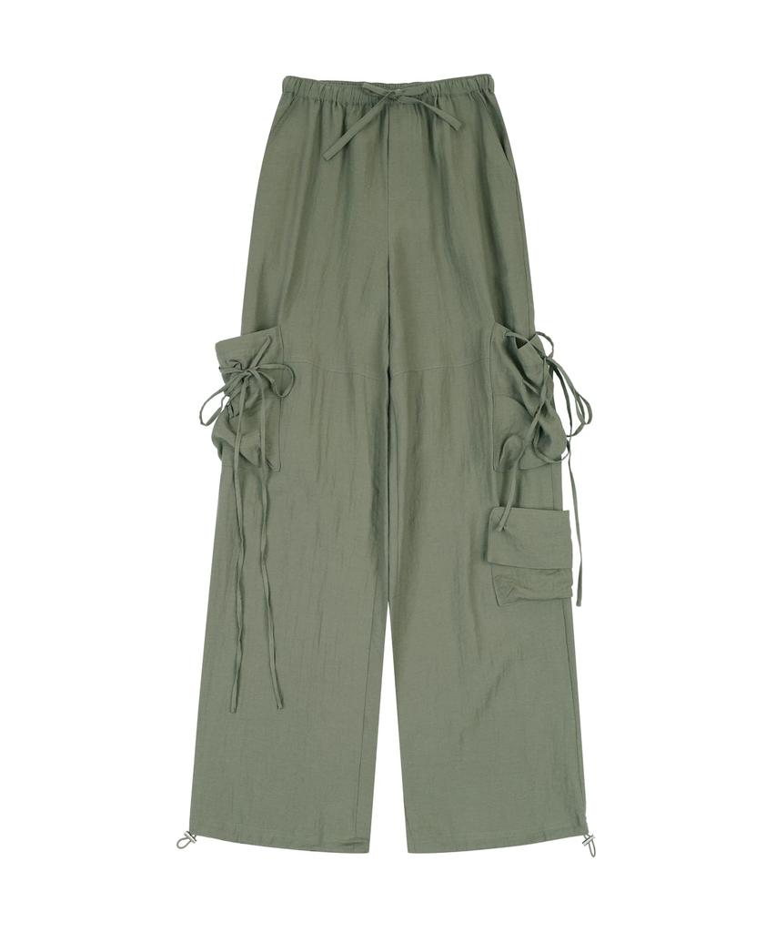 ORDINARY HOLIDAY Linen Cargo Wide Pants [Khaki]