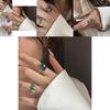 Chic Retro Inspired Open Design Ring For Women With Luxurious Blue Stone Accent