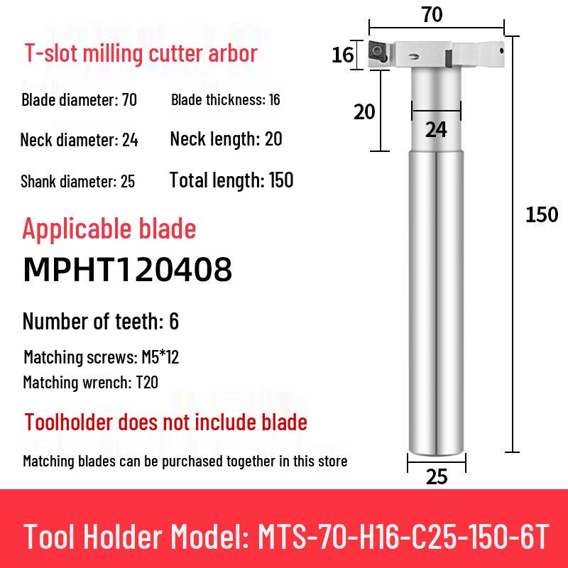 CNC T-Slot Milling Cutter with HTS Three-Sided Blade, Shank Thickness: 6, 8, 10, 12 Mm