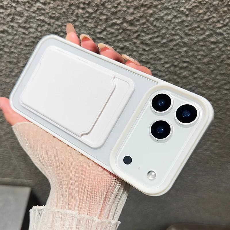 Candy Color Card Bag Wallet Phone Case For iPhone 17 Air 16 15 14 13 12 11 Pro Max XS XR X 7 8 Plus Soft Shockproof Bumper Cover