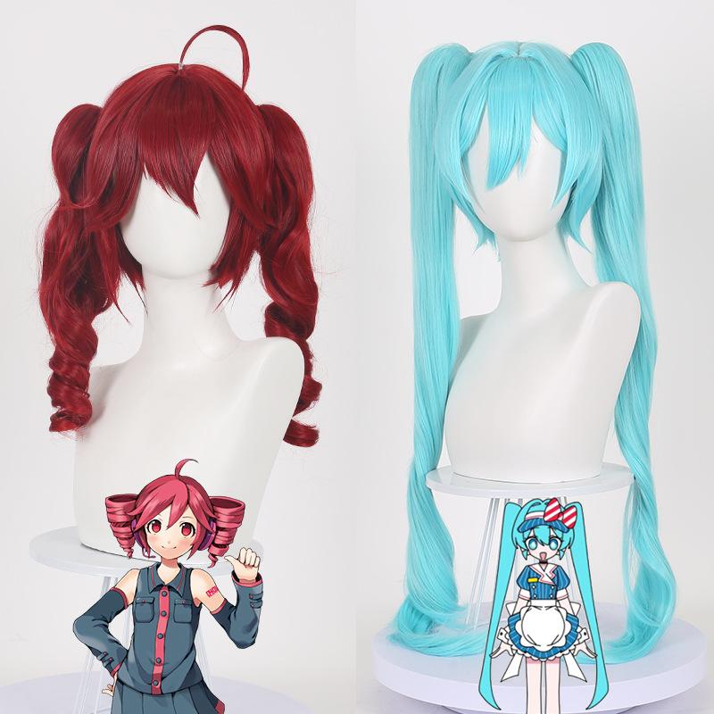 Kasane Teto Cosplay teto Κόκκινη Περούκα Anime idol Μαλλιά Αξεσουάρ για Πάρτι Χάλογουιν
