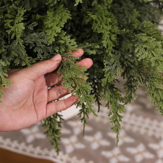 18" Real Touch Christmas Cedar Branches Realistic Fake Pine Picks Artificial Greenery Plants Stem for Vase DIY Crafts Garland Wreath Indoor Outdoor