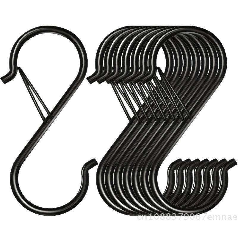10/4/2 PCS Metal S-Shape Spring Hook Kitchen Pot Rack Room Bags Clothes Towels Closet Rod S Hanger Hooks With Buckle Garden Hang