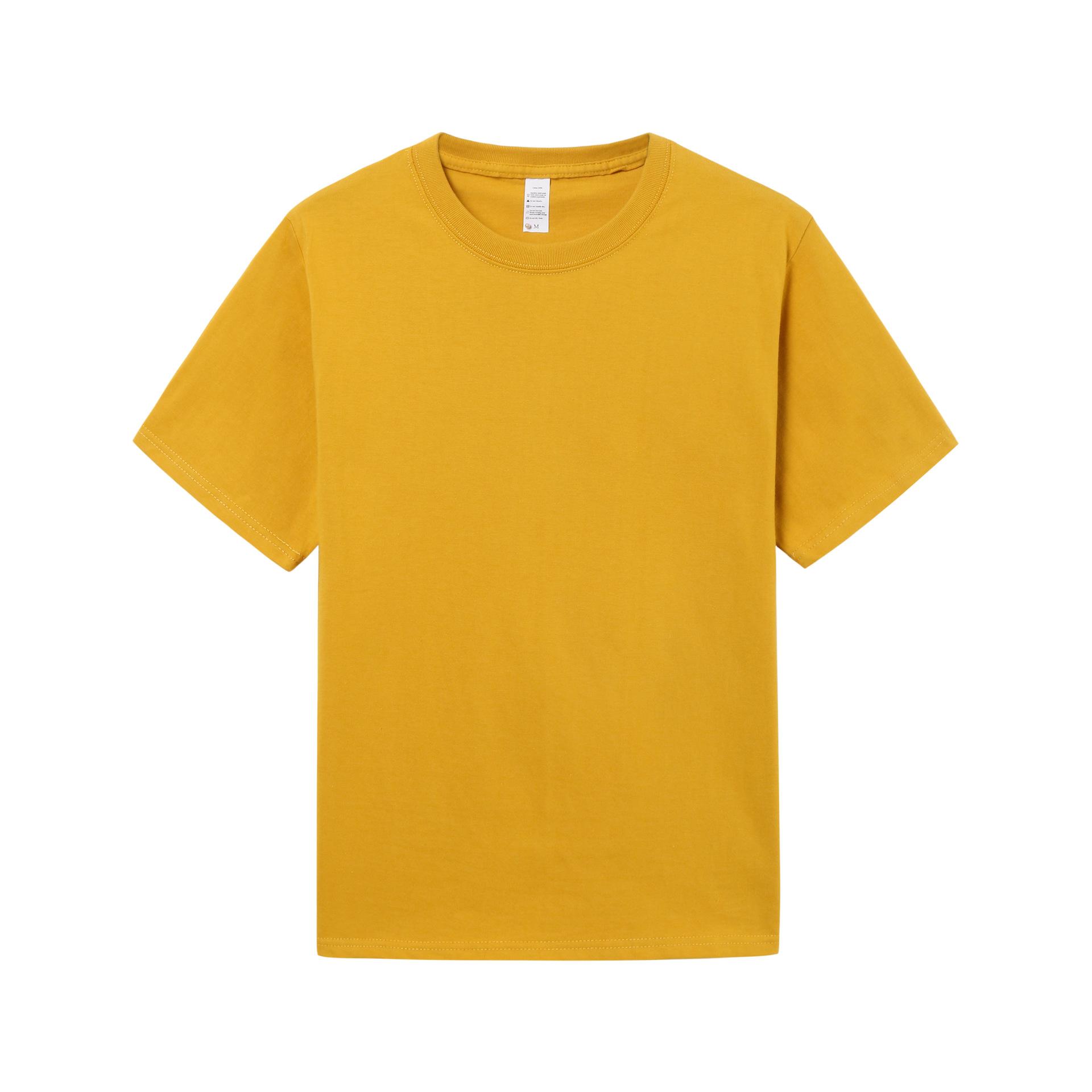 230 г хлопковая пустая футболка для мужчин и женщин свободная повседневная толстая круглая шея чистый белый цвет с короткими рукавами XS жёлтый 1498₽