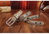 Ethnic Style Retro Rivet Leather Belt with Rhinestone Inlays for Women