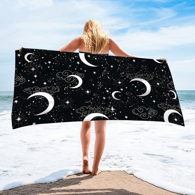

1PC Moon Star Beach Towels Constellation Towel Holiday Birthday Gifts Quick-Drying Bath Towels Sandless W40*H60(CM)