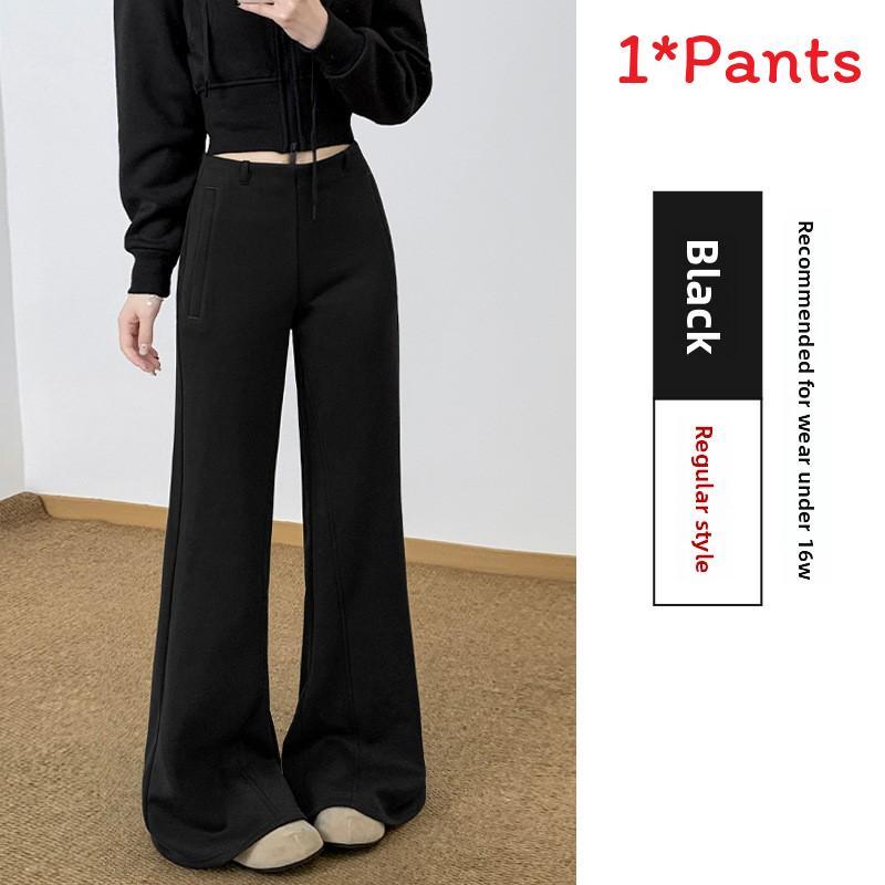 Flared Pants For Women With Plush Fleece Material Casual Long Trousers For Spring