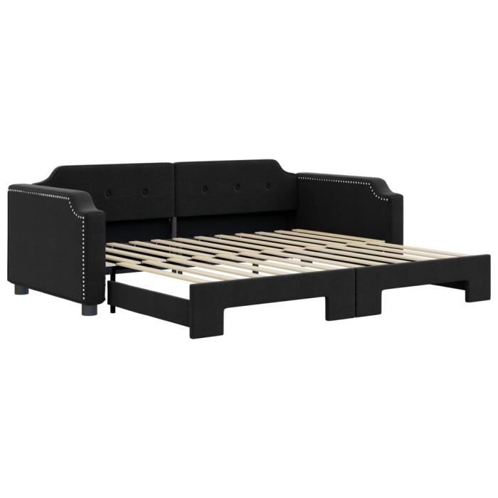 VidaXL Lit de jour avec lit gigogne noir 90x190 cm tissu 3197646