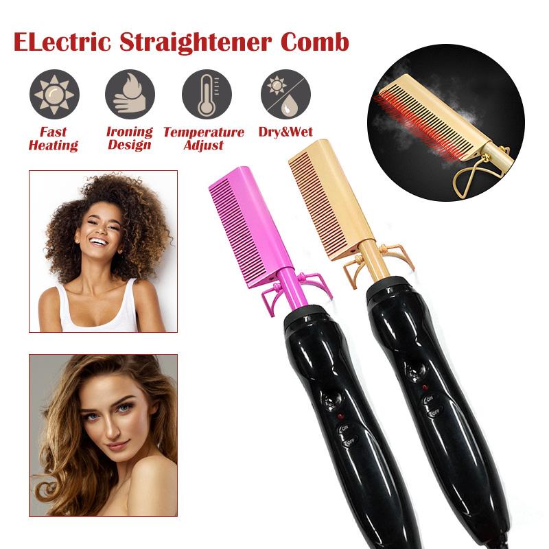 Masterlee Custom Logo Hot Hair Comb Professional Hair Straightener Electric Copper Heater Comb