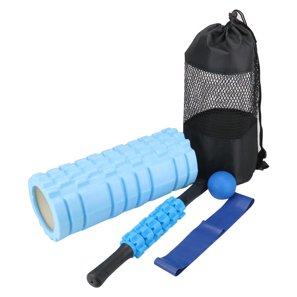 

5-Piece Foam Roller Set for Stretching, Massage, Exercise, and Strength Training - Easy to Use, Includes Storage Bag, Portable