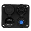 12V24V 4 Hole Switch Panel Waterproof QC3.0 Dual USB Socket Voltmeter Power Outlet for Boat Car RV