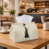 1pc Scandinavian Minimal Illustration Tissue Box Multifunctional, Woman Walking Dog Floral Soft Suitable for Home, Parties, And Car Decoration. This D