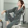Pajamas women spring and autumn new long-sleeved outer wear Korean version of sweet loungewear cardigan lapel set