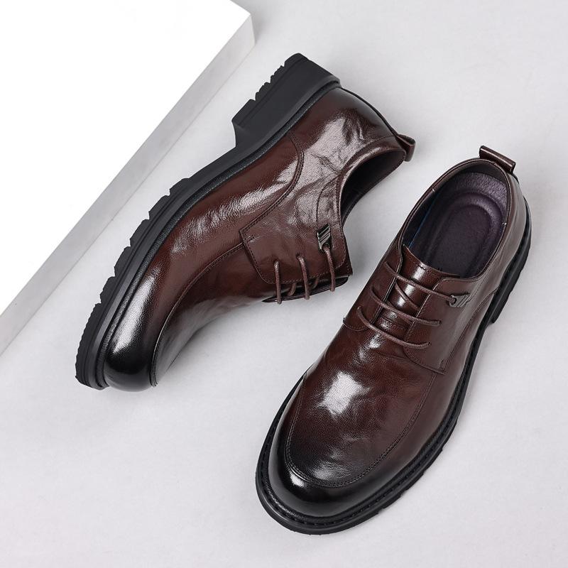 Spring And Summer Men'S Big Head Leather Shoes Light Luxury Business Casual Leather Men'S Shoes Formal Shoes Platform Men'S British