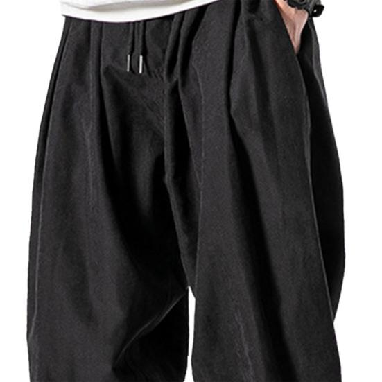 Mid-Rise Elastic Waistband Drawstring Pockets Solid Color Men Bloomers Spring Autumn Thin Style Hip Hop Trousers Streetwear