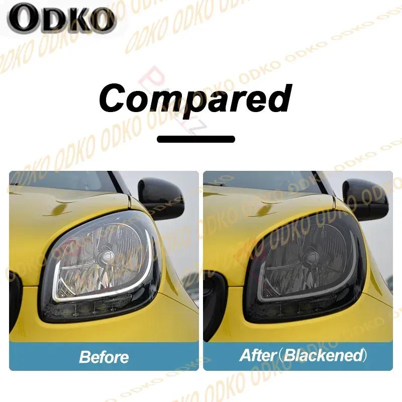 Car Headlight Protective Film Smoked Black Tint Wrap Vinyl Transparent Sticker TPU Sticker For Smart Fortwo 453 2016-Present