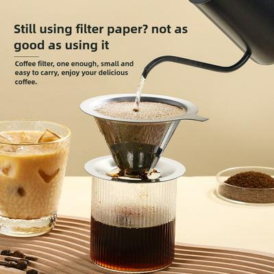 304 Stainless Steel Pour Over Coffee Dripper Filter Paperless Reusable Filter Single Cup Fine Mesh Coffee Maker Home Made Tools