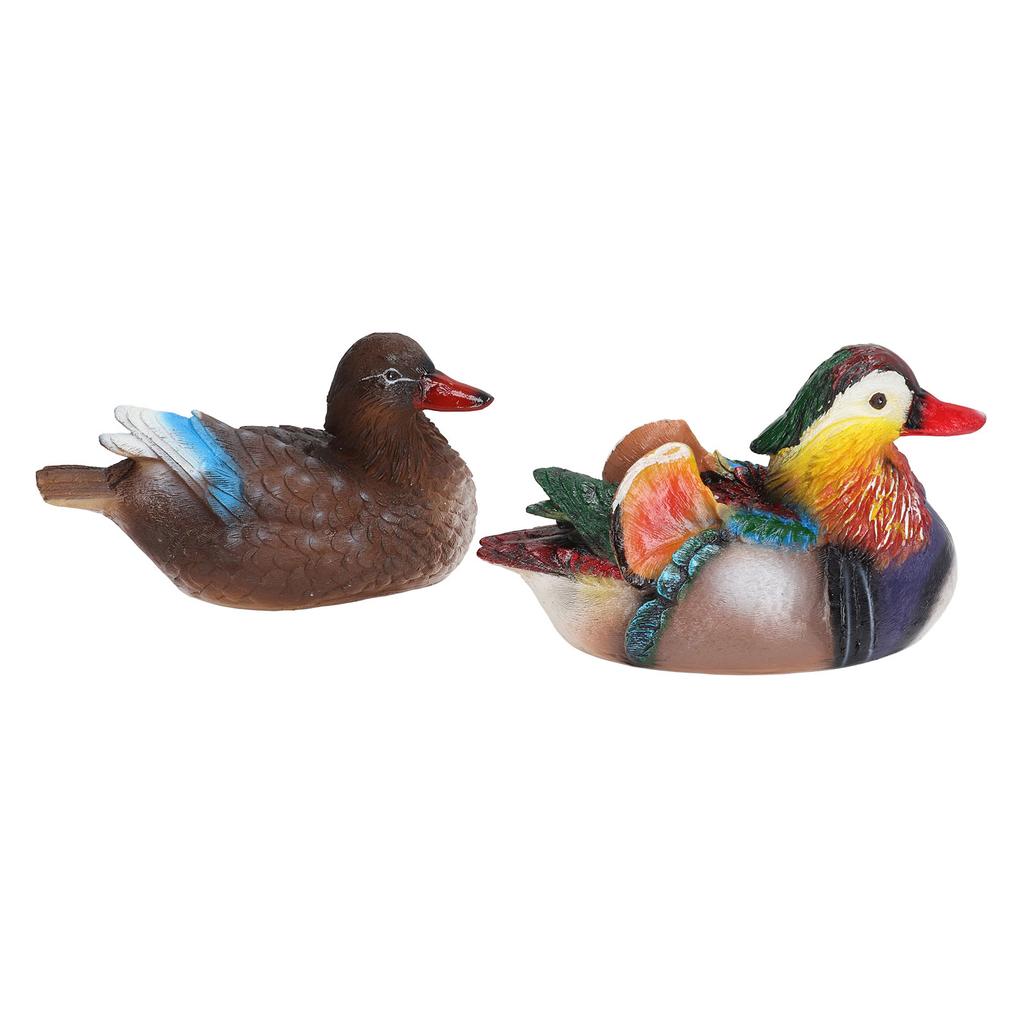 2PCS Floating Mandarin Statue Resin Cute Animal Decor Sculpture Ornament for Outdoor Garden Pond