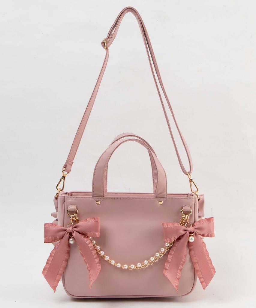 WEGO Sparkling Lace-Up Frilled Shoulder Bag, Decorative Bag, Clear Bag, Perfect Gift for Live Events, Women's, Size F, Pink