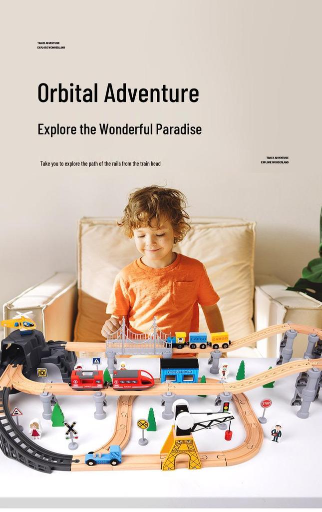 Children's Wooden Electric Train Set with Track - Interactive Educational Toy