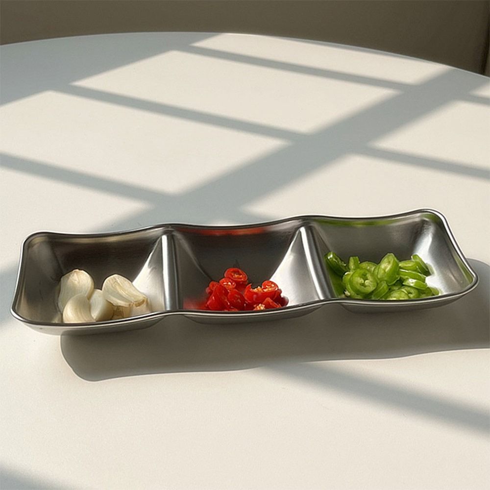 1/2/3 Grids Sauce Plate 304 Stainless Steel Tableware Korean Style Seasoning Dish  Home Resturant