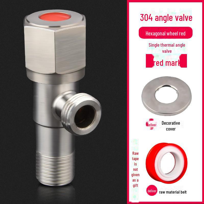 All-Copper Triangular 4-Point Valve: 304 Stainless Steel, Hot/Cold Water Heater, Three-Way Inlet, Dual Outlet Stop Valve