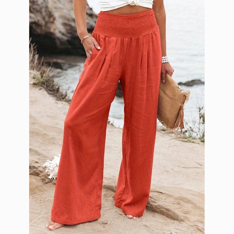 Dorywczo wysokiej talii spodnie szerokie nogawki damskie wygodne jednolite, luźne, workowate spodnie kobieta moda eleganckie kieszenie proste spodnie 30768